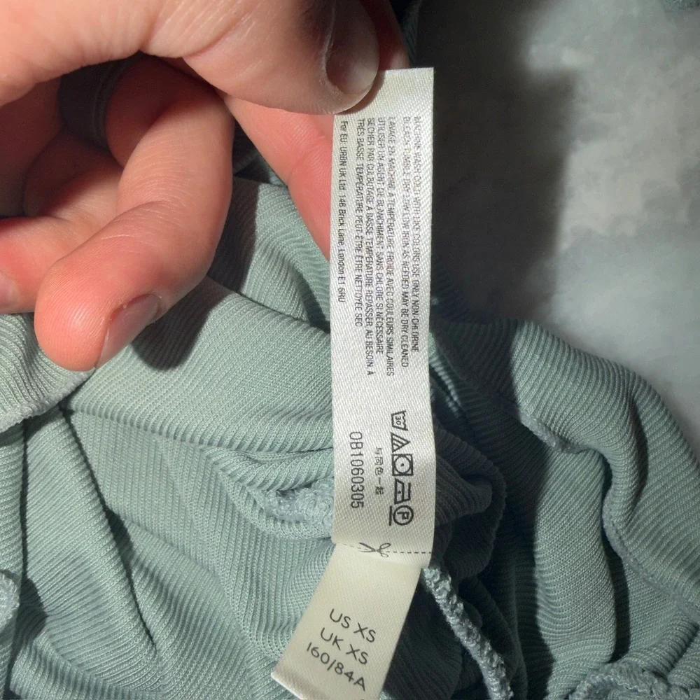 Intimately Free People Talk To Me Ruched Ribbed Top Teal Fitted‎ Shirt XS